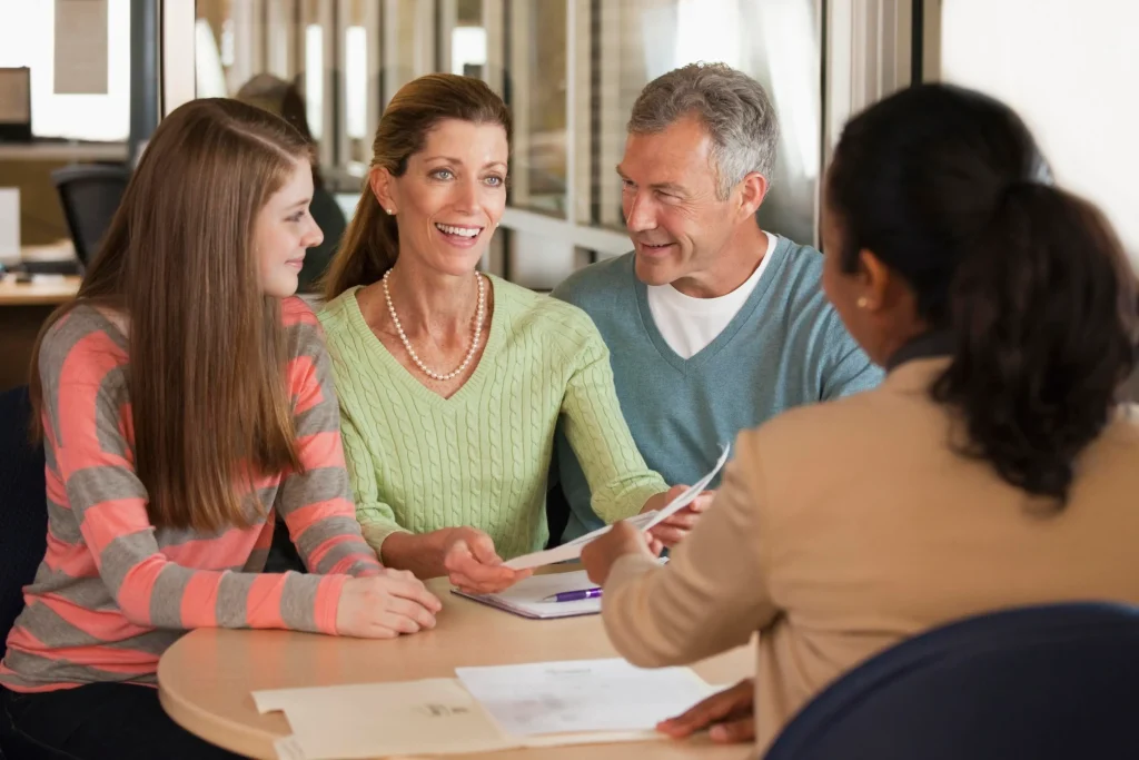 Teenagers taking appointments for counseling