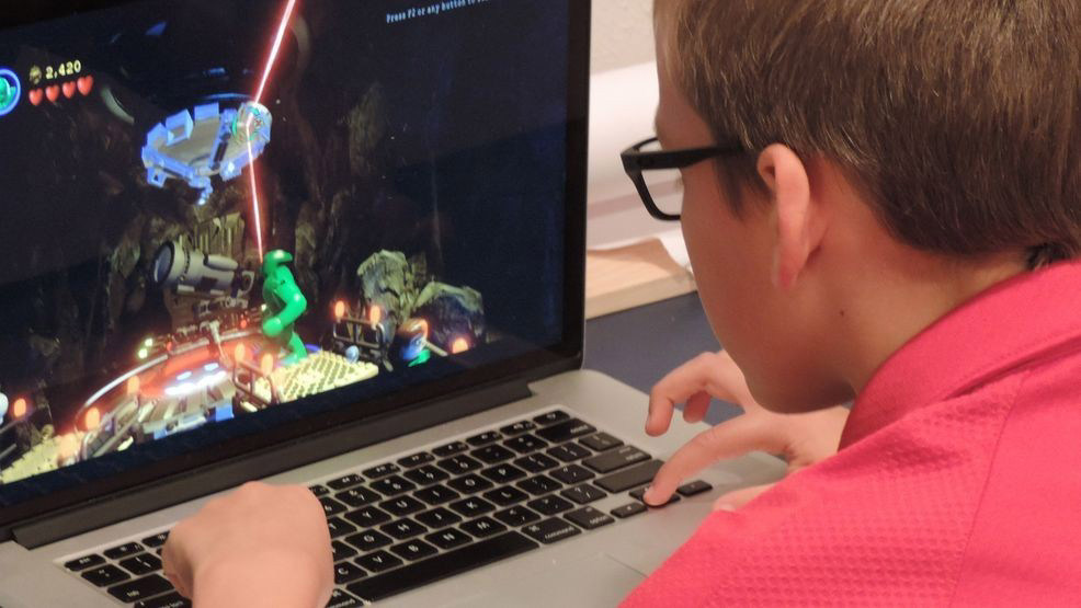 Child playing a game