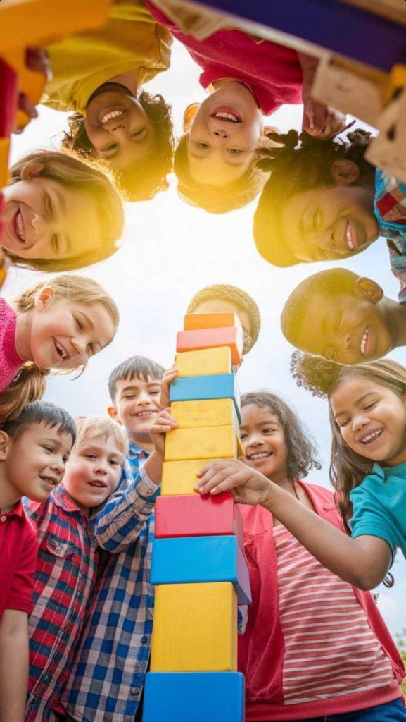 kids playing with blocks