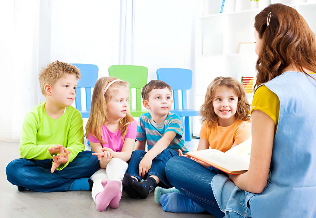 Children are listening to stories.